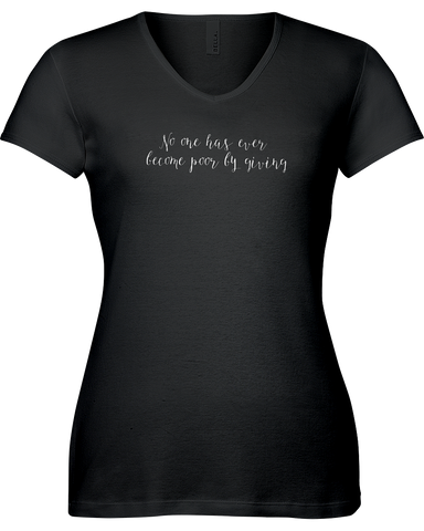 No one has ever become poor by giving. V-neck Tshirt